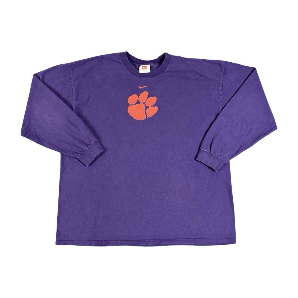 Vintage Y2K Nike Clemson Tigers Center Swoosh Long Sleeve Shirt Paw Print XXL